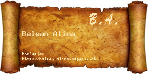 Balean Alina névjegykártya